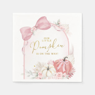 Roze Herfst Floral Coquette Pompoenpapier Servet