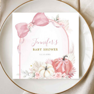 Roze Herfst Floral Coquette Pompoenpapier Servet