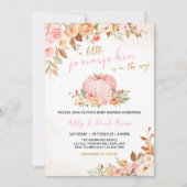 Roze Herfst Floral Pumpkin Baby shower Kaart (Voorkant)