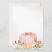 Roze Herfst Floral Pumpkin Baby shower Kaart (Achterkant)