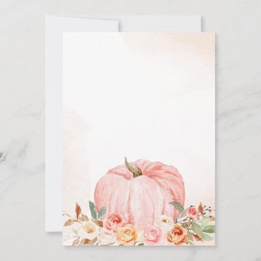 Roze Herfst Floral Pumpkin Baby shower Kaart (Achterkant)