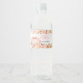 Roze Herfst Floral Pumpkin Baby shower Waterfles Etiket (Voorkant)
