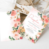 Roze Herfst Herfst Bloemen Pompoen Baby shower Kaart