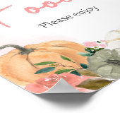 Roze Herfst Herfst Bloemen Pompoen Baby shower Voe Poster (Hoek)