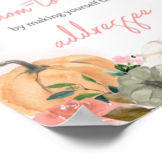Roze Herfst Herfst Bloemen Pompoen Envelope Statio Poster (Hoek)