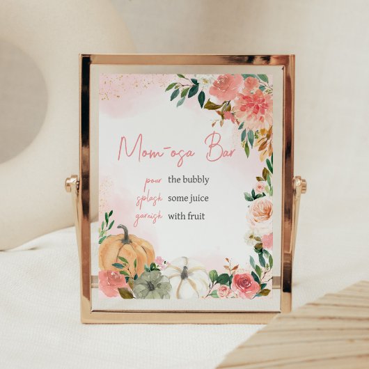 Roze Herfst Herfst Bloemen Pompoen Mom Osa Bar Poster