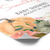 Roze Herfst Herfst Bloemenpompoen Welkom Poster (Hoek)