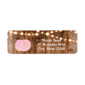 Roze herfst herfst Rustic Wood Licht Etiket (Voorkant)