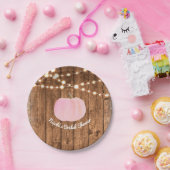 Roze herfst herfst Rustic Wood Licht Papieren Bordje (Feest)