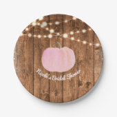 Roze herfst herfst Rustic Wood Licht Papieren Bordje (Voorkant)