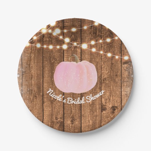 Roze herfst herfst Rustic Wood Licht Papieren Bordje (Voorkant)