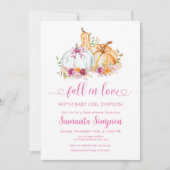 Roze Herfst in liefde Girl Pumpkins Baby shower Kaart (Voorkant)