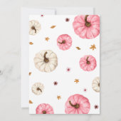 Roze Herfst kleine pompoen Baby shower Kaart (Achterkant)