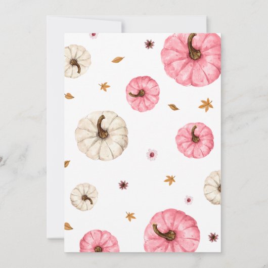 Roze Herfst kleine pompoen Baby shower Kaart (Achterkant)