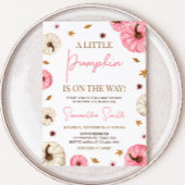 Roze Herfst kleine pompoen Baby shower Kaart