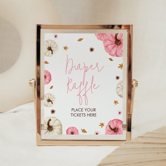 Roze Herfst Kleine Pompoen Baby shower Luier Raffl Poster