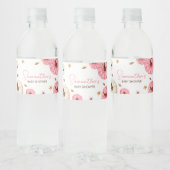 Roze Herfst kleine pompoen Baby shower Waterfles Etiket (Flessen)