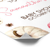 Roze Herfst kleine pompoen Baby shower welkom Poster (Hoek)