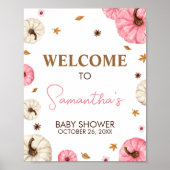 Roze Herfst kleine pompoen Baby shower welkom Poster (Voorkant)