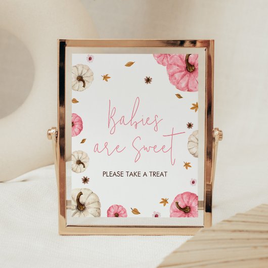 Roze Herfst Kleine pompoen baby's zijn zoet Poster