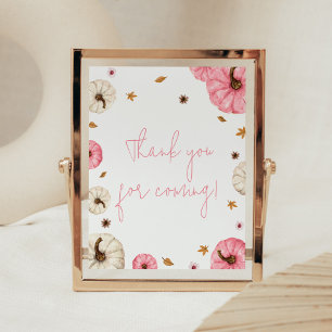Roze Herfst kleine pompoen Bedankt voor het komen Poster