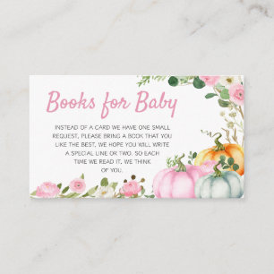 Roze Herfst Pompoen Baby shower Boeken voor Baby Informatiekaartje