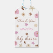 Roze Herfst Pompoen Baby Shower Dank Je Cadeaulabel (Voorkant)