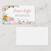 Roze Herfst Pompoen Baby shower Luier Raffle Informatiekaartje (Voorkant / Achterkant)