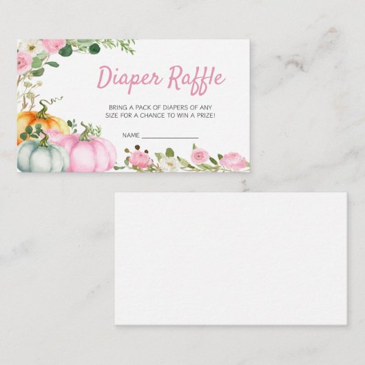 Roze Herfst Pompoen Baby shower Luier Raffle Informatiekaartje (Voorkant / Achterkant)