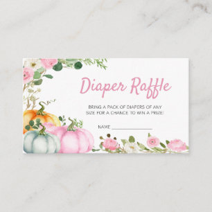 Roze Herfst Pompoen Baby shower Luier Raffle Informatiekaartje