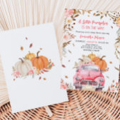 Roze Herfst pompoen Truck Baby shower Kaart
