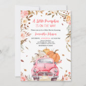 Roze Herfst pompoen Truck Baby shower Kaart (Voorkant)