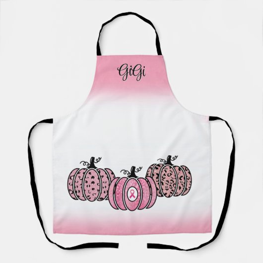 Roze Herfst Pompoenen Borstkanker Bewustzijn Schort (Voorkant)