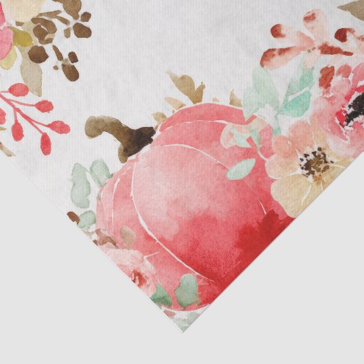 Roze Herfst Pompoenen en Bloemen Herfst Decoupage Tissuepapier (Detail)