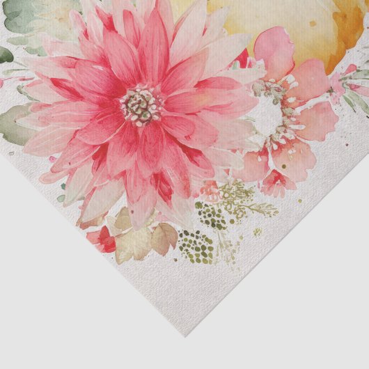 Roze Herfst Pompoenen en Bloemen Herfst Decoupage Tissuepapier (Detail)