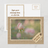 Roze herfst Roos Bud  Lijst papier Briefkaart (Voorkant / Achterkant)