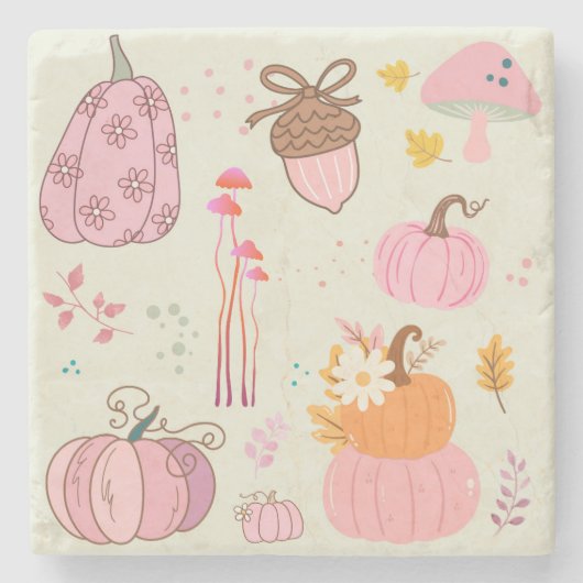 Roze Herfst Stenen Onderzetter (Voorkant)