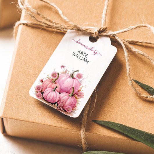 Roze Herfst thema label voor zelfgemaakte items Cadeaulabel