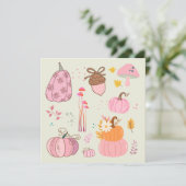 Roze Herfst Verjaardag Feestdagenkaart (Staand voorkant)