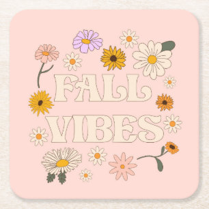 Roze Herfst Vibes Kartonnen Onderzetters