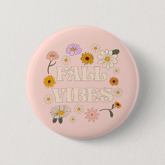 Roze Herfst Vibes Ronde Button 5,7 Cm (Voorkant)