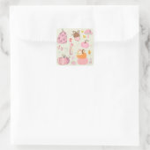 Roze Herfst Vierkante Sticker (Tas)