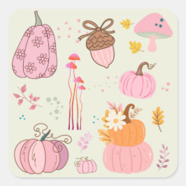 Roze Herfst Vierkante Sticker