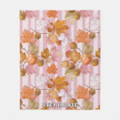 Roze herfstbladeren en eikels Patroon - Herfst Fleece Deken (Voorkant)
