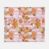 Roze herfstbladeren en eikels Patroon - Herfst Fleece Deken (Voorkant (Horizontaal))