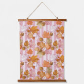 Roze herfstbladeren en eikels Patroon - Herfst Hangend Wandkleed (Voorkant)