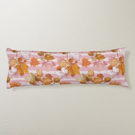 Roze herfstbladeren en eikels Patroon - Herfst Lichaamskussen (Achterkant)