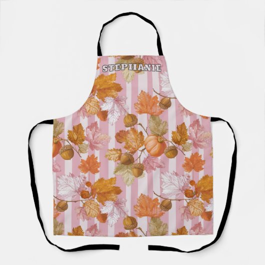 Roze herfstbladeren en eikels Patroon - Herfst Schort (Voorkant)
