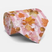 Roze herfstbladeren en eikels Patroon - Herfst Stropdas (Opgerold)