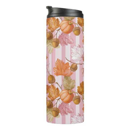 Roze herfstbladeren en eikels Patroon - Herfst Thermosbeker (Geroteerd rechts)